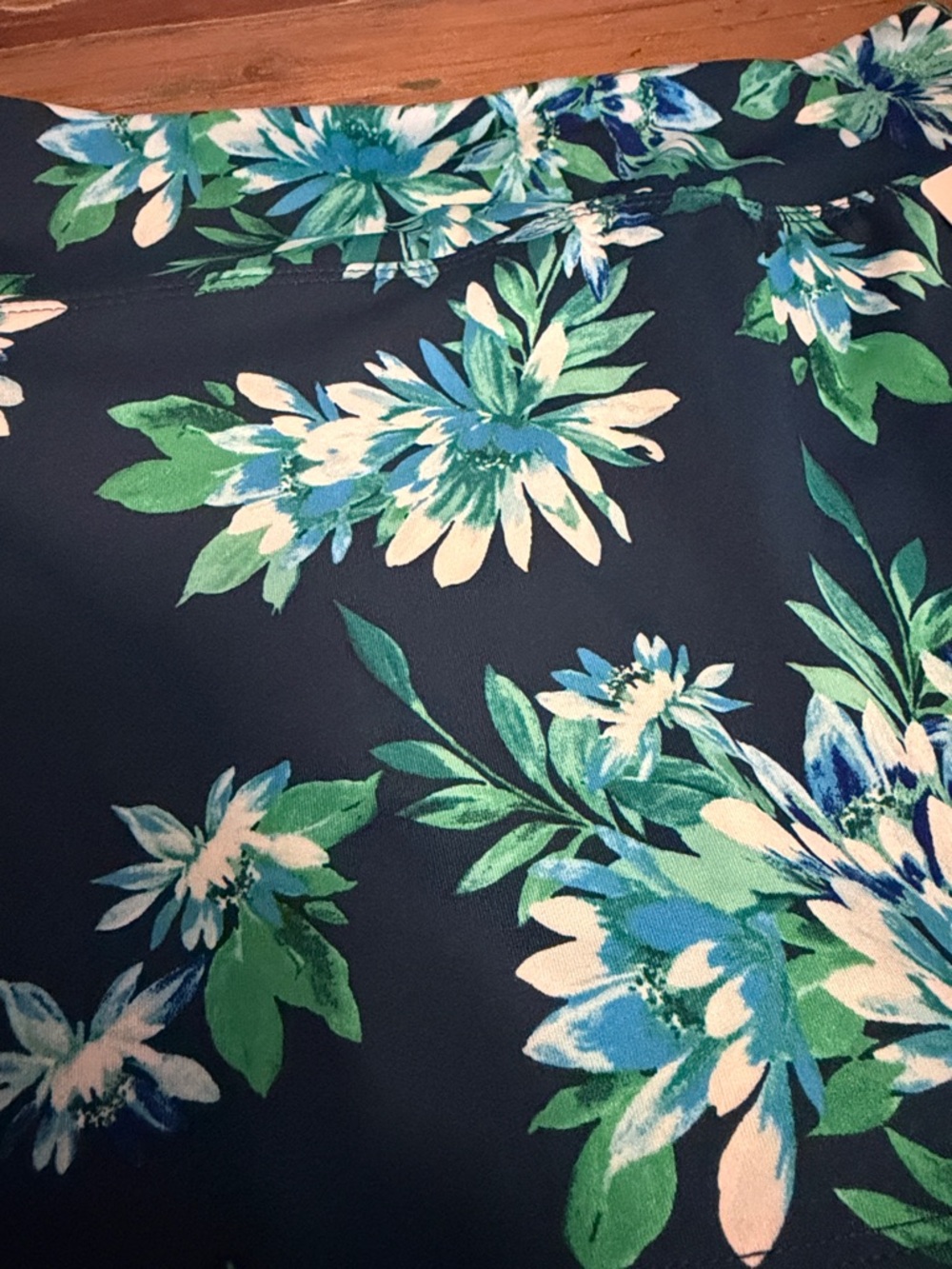 Tommy Bahama Navy Floral Circle Skirt with Green and White Flowers